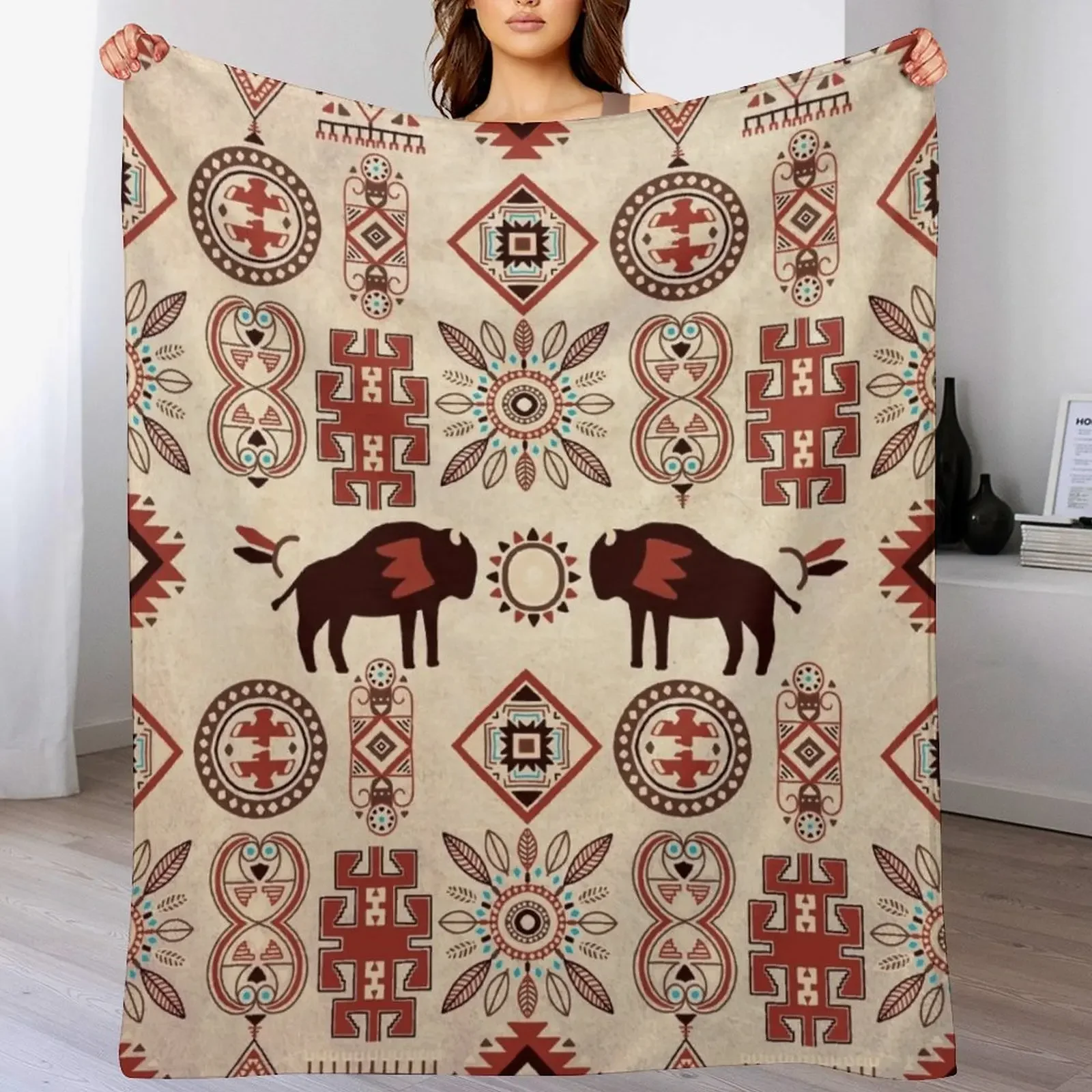 American native bison Throw Blanket Luxury Brand Bed covers Blankets