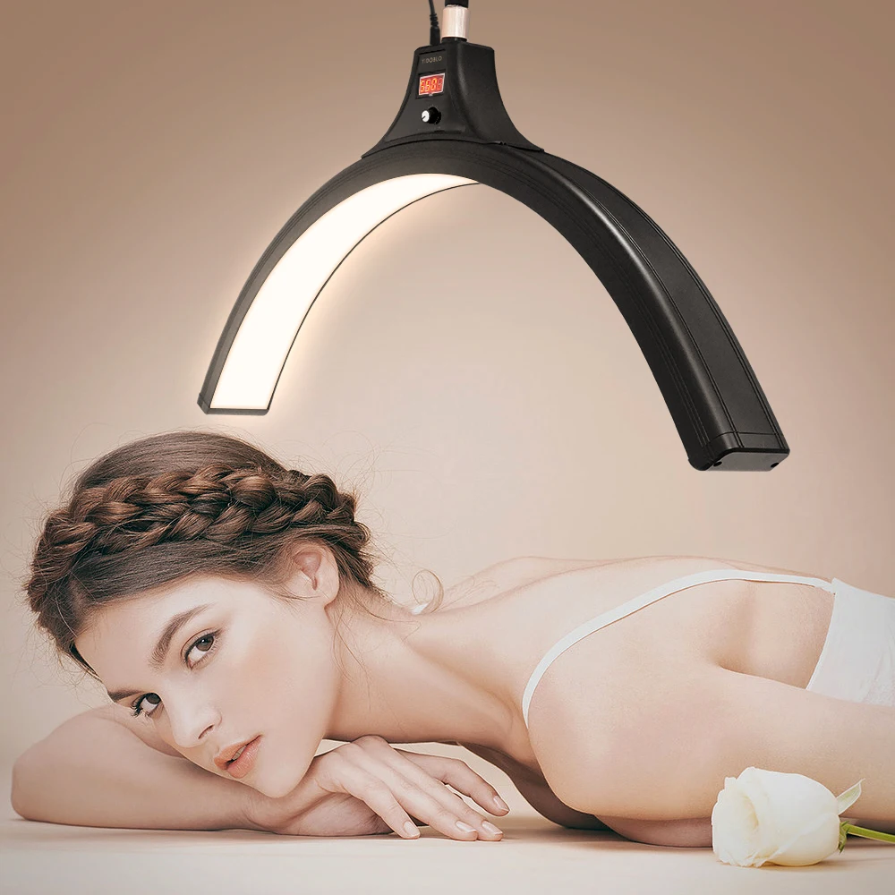60W LED Light Bicolor Half Ring Beauty Fill Lamp Led Moon Lash Light For Eyelash Extension Eyebrow Makeup U-shaped Ring Light