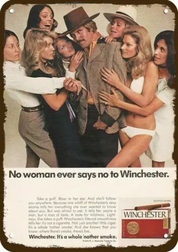 1973 FARRAH FAWCETT  WINCHESTER CIGARS Vintg-Look DECORATIVE REPLICA METAL SIGN