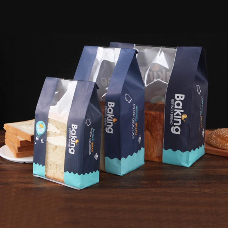 50/100pcs Grease-proof Toast Bread Bags with Wire Curling Seal Handmade Dessert Packaging Paper for Breakfast Baking Packaging