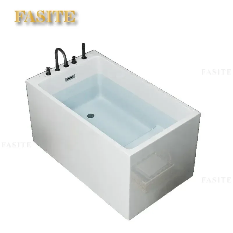 For Small Bathroom Acrylic Bathtub Independent Soaking Tub Adult Household Insulated Bath Unit Space Saving Modern Design