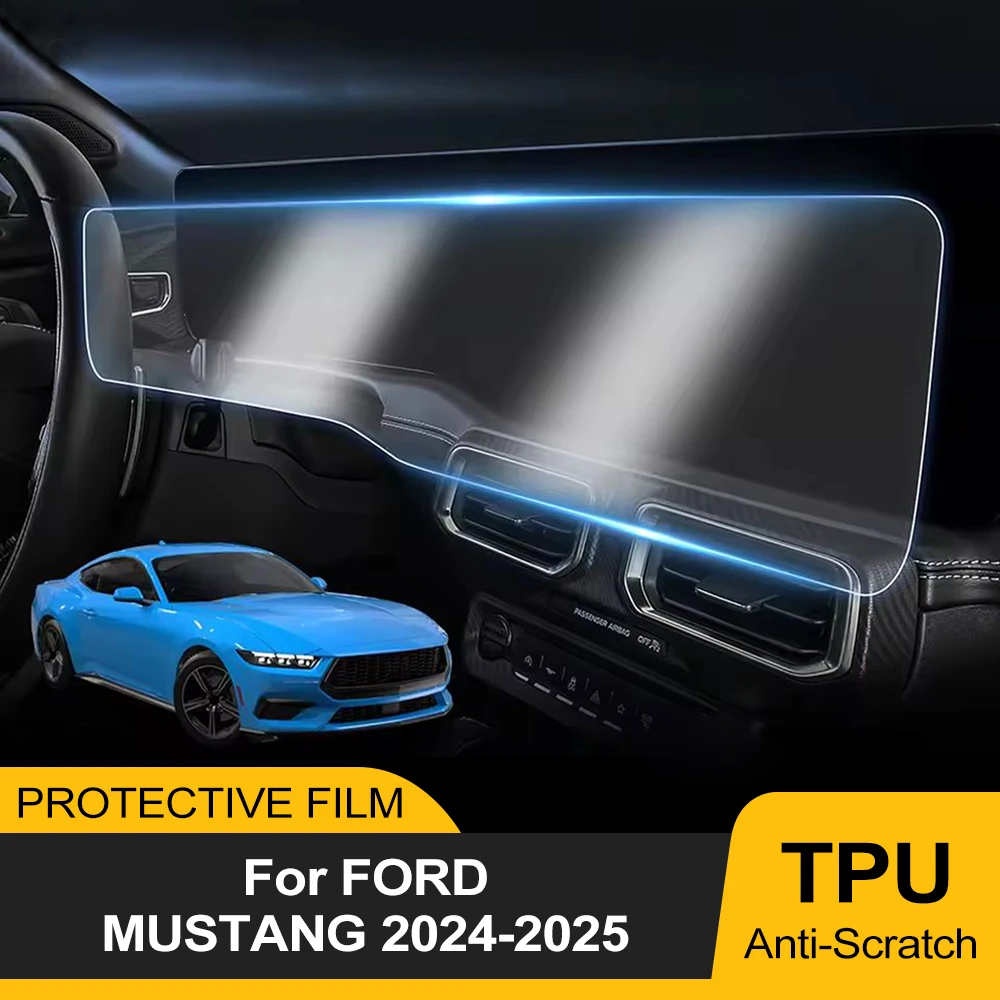 TPU Central Control Navigation Screen Protection Film for Ford Mustang 2024 2025 PPF Anti-scratch Sticker RHD LHD Accessories