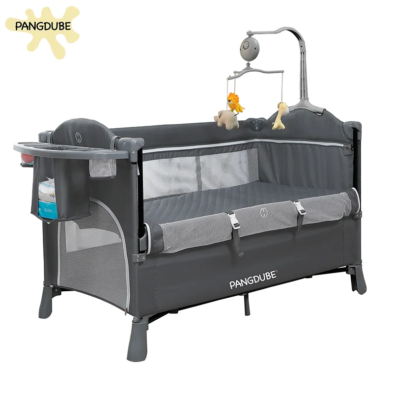 PANGDUBE Multifunctional Baby Crib 120*60cm Baby Bed, Baby Rocker, Diaper Changing Table 0 ~ 6 Years Old Baby Cot