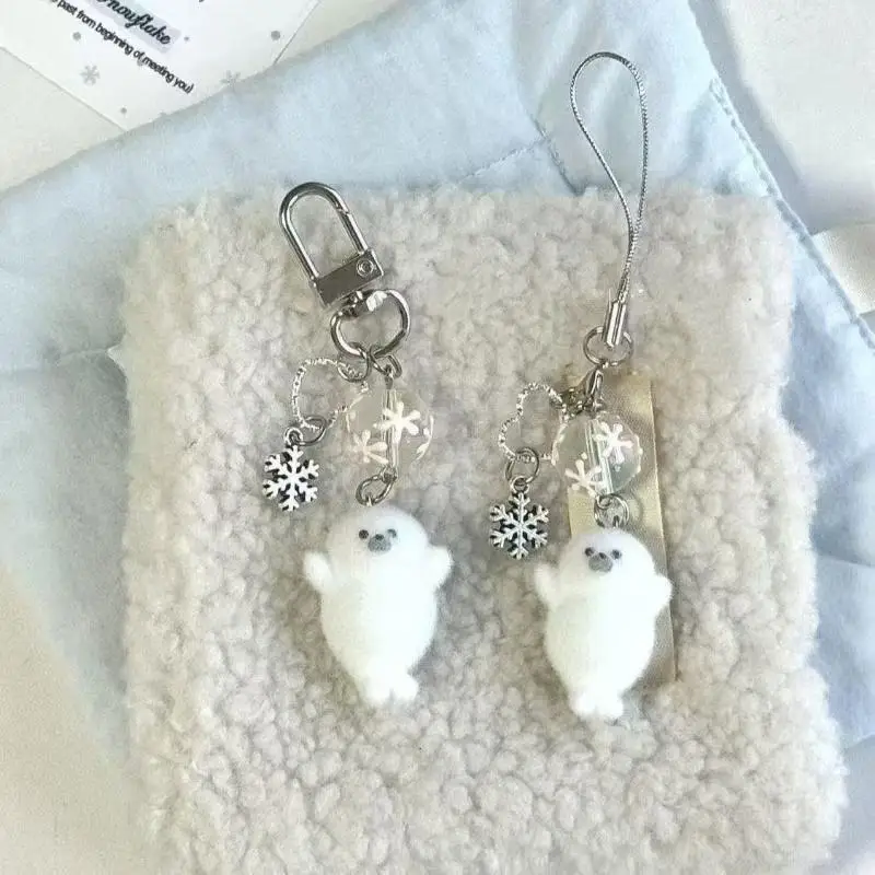 Fluffy Cartoon Sea Animal Pendant Cute Portable Decor for School Bag Earphone Case Phone Lanyard Gift for Kids