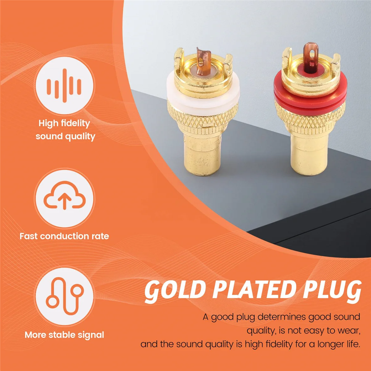 8 X Soquetes de Chassi Phono banhados a ouro Feminino Profissional AMP Soquete HIFI banhado a ouro assento feminino de lótus