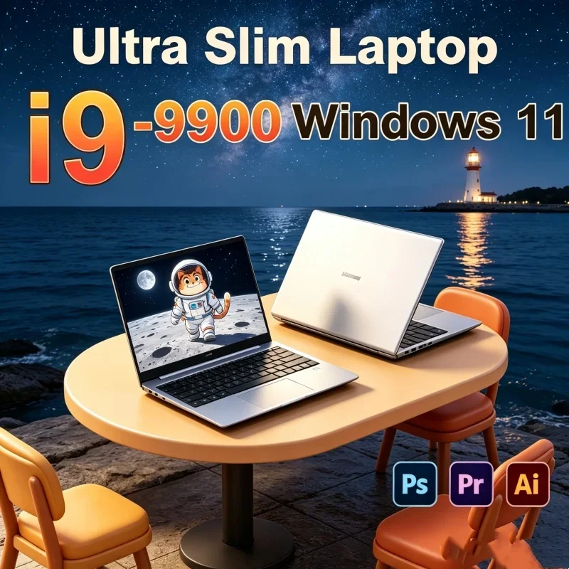 Notebook Gamer Splendid 2026 de 14.1 Polegadas HD com Intel Core I9-9900, Windows 11 Pro, Design Elegante e Desempenho Excepcional para Estudo e Uso Doméstico