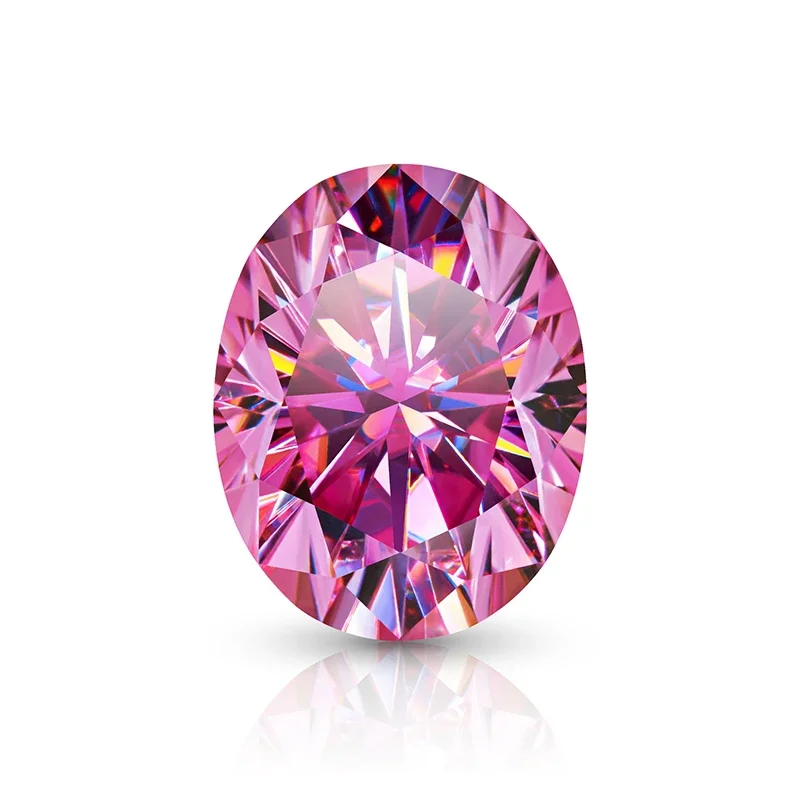 

Moissanite Stone Pink Colour Oval Cut Lab Created Synthetic Gemstone Passed Diamond Tester Comes with GRA Certificate