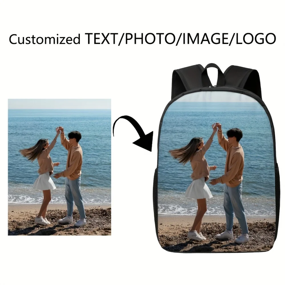 Custom Photo Personalized Backpack Upload Your Own Image Print Student Travel School Daypack Unisex Gift Bag