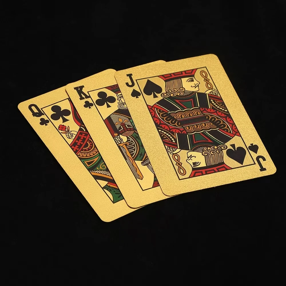 24K Gold Playing Cards Plastic Poker Game Deck Foil Pokers Pack Magic Waterproof Card Gift Collection Gambling Board  For Party