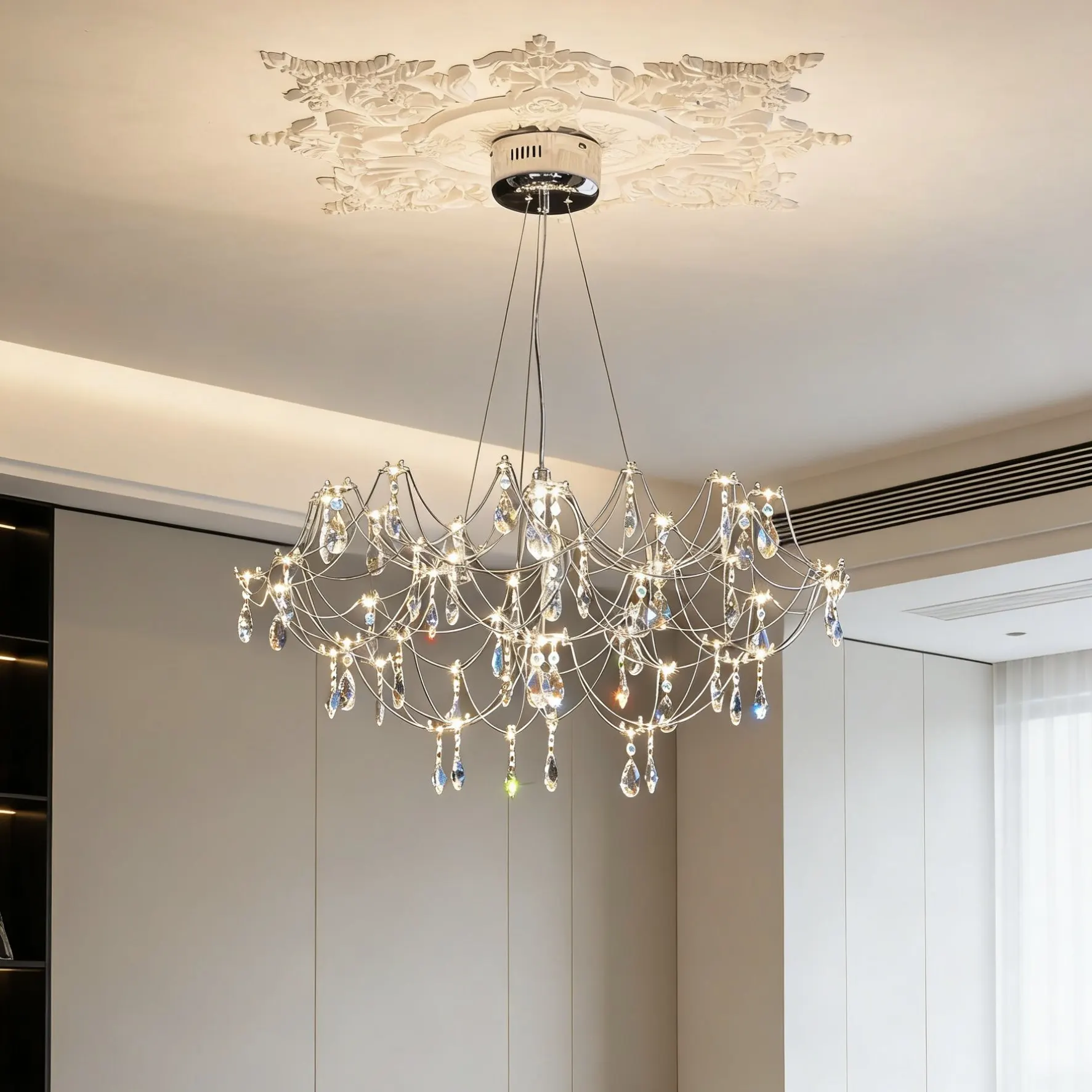 New Light Cube Gypsy Firefly Crystal Chandelier Advanced Sense Empty Living Room Light