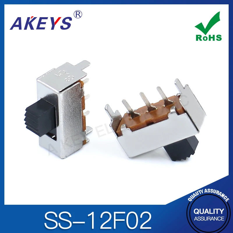 10PCS SS-12F02 (1P2T) 3-Pin 2-Position Single Row Vertical Toggle Switch Toy Sliding Switch
