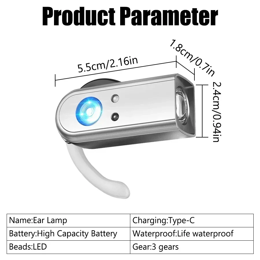 Induction LED Headlight Rechargeable Portable Earlight Magnetic Induction Headlamp Super Bright Outdoor Camping Fishing Ear Lamp