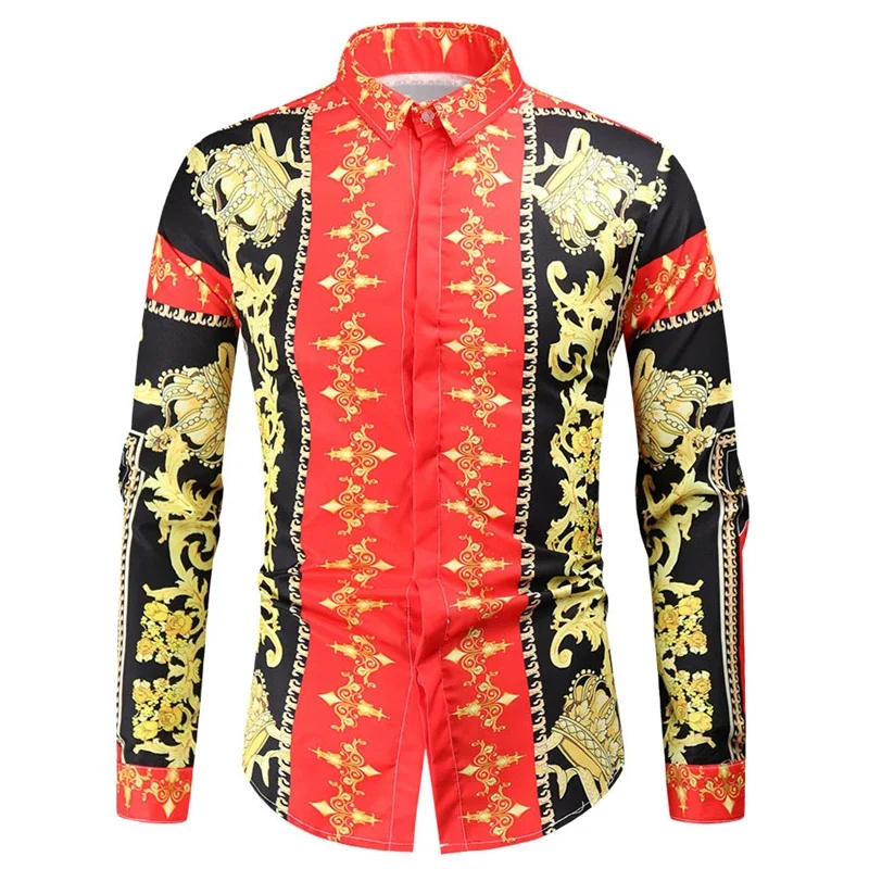 High End Luxury Golden Pattern 3D Printed Short/Full Sleeve Button-down Shirts For Men Street Style Trendy Tops Hip Hop Shirt