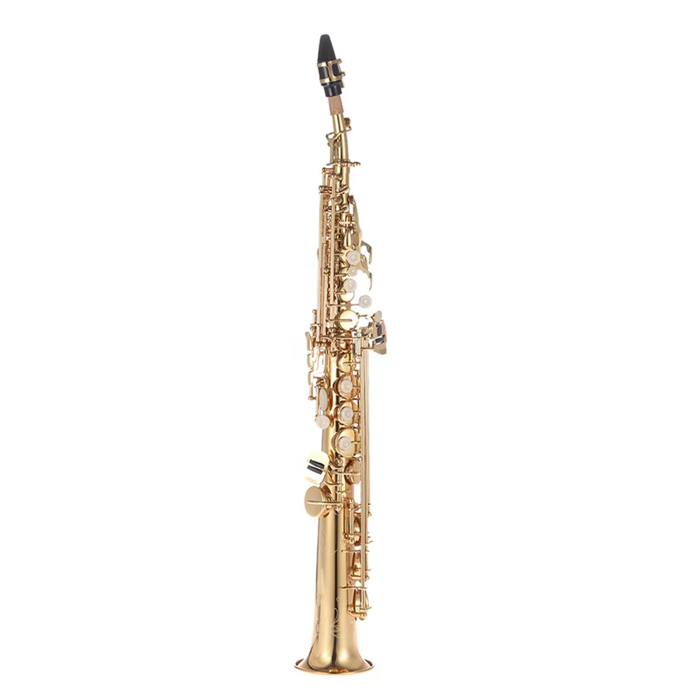 High Quality Clear Lacquered Brass Body Soprano Saxophone BB Tone F# Key Handcrafted Flowers JYSS101