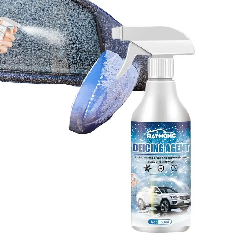 Car Snow Melting Spray 60ml Powerful Fast Melting Snow Cleaner Snow Melting Defrosting Agent For Instantly Melting Ice On Glass