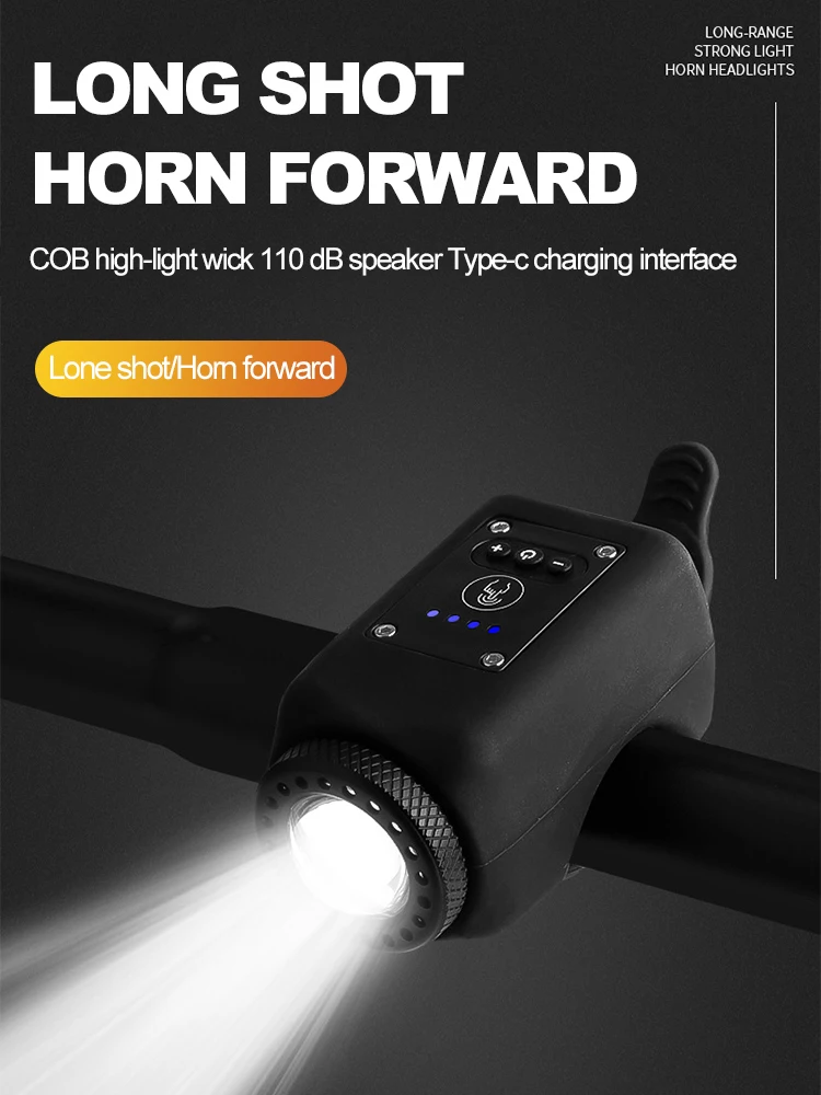AliExpress cycle zone 2 in 1 Bicycle Horn Front Light Rechargeable Bike Headlight Electric Bell Remote Control Horn Cycling Lamp for Night Riding
