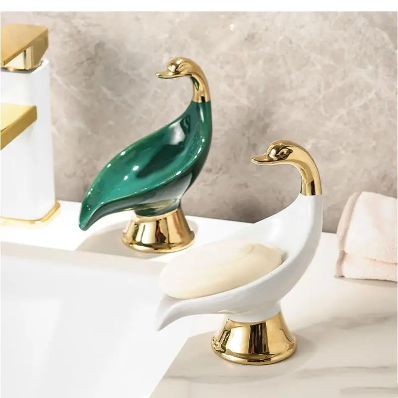 

Drain Soap Dish Holder Ceramic Leaf Bathroom Storage Tray Kitchen Bath Supplies
