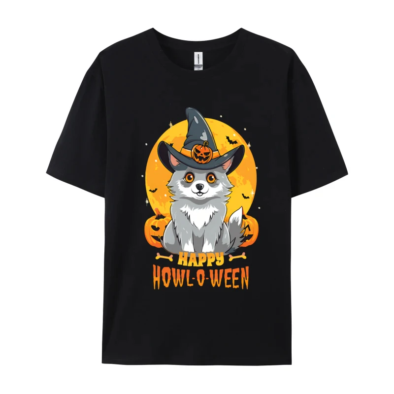 Alaskan Klee Kai Halloween Dog Howllow Men T-shirts Plus Size Tops Anime Printed T-shirt Cotton Plain T Shirts Wholesale