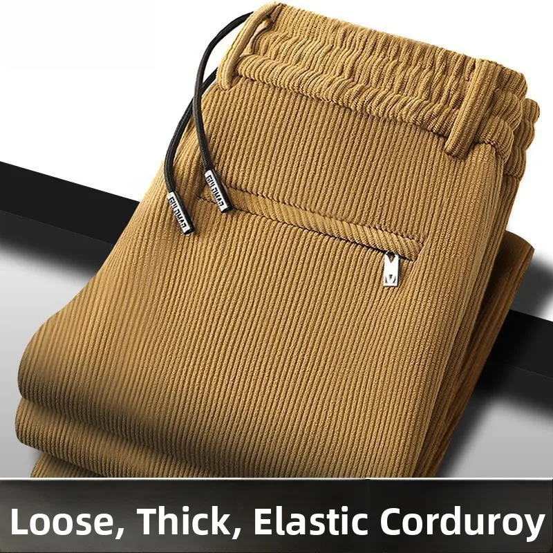

Heavyweight Corduroy Men's Pants Fce Lined Straight Leg Loose Fit Warm Winter Casual Trousers Youth Faion Trend