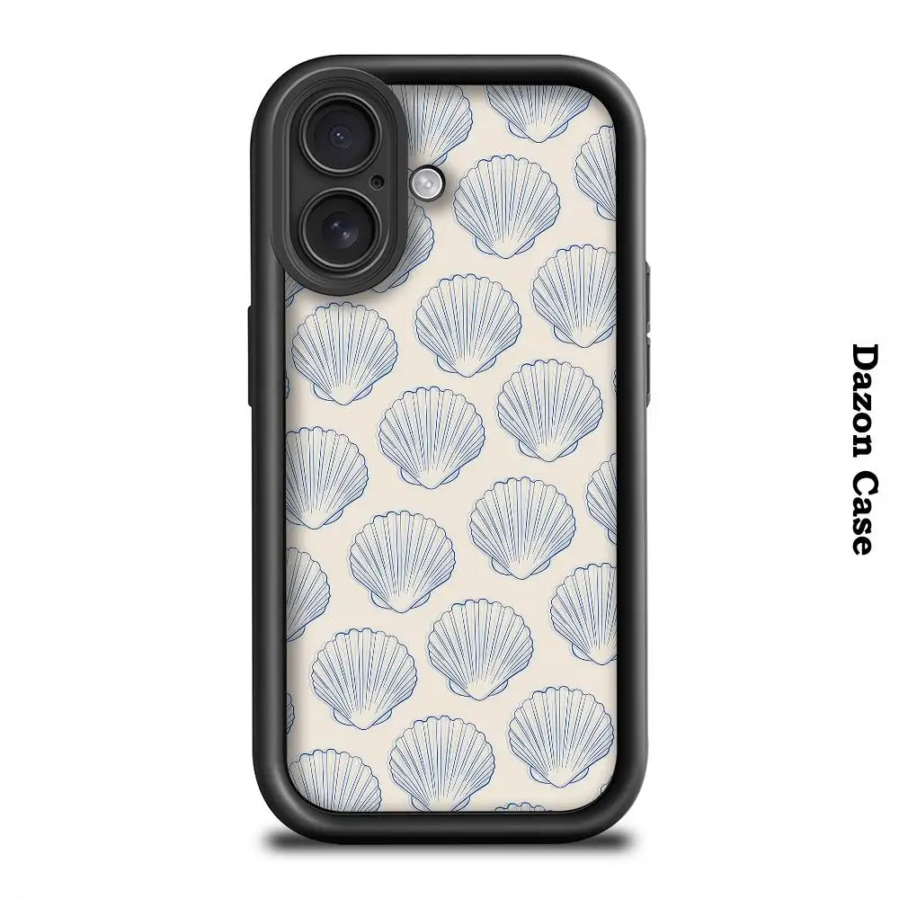 

Beach Shell Phone Case Black Frosted Case For IPhone 16 15 14 13 12 11 Pro Max Back Cover Cases