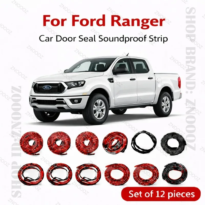 

Уплотнительная лента для дверей автомобиля Ford Ranger, резиновая, двухслойная, звукоизоляционная, пыле- и водонепроницаемая, комплект из 12 штук