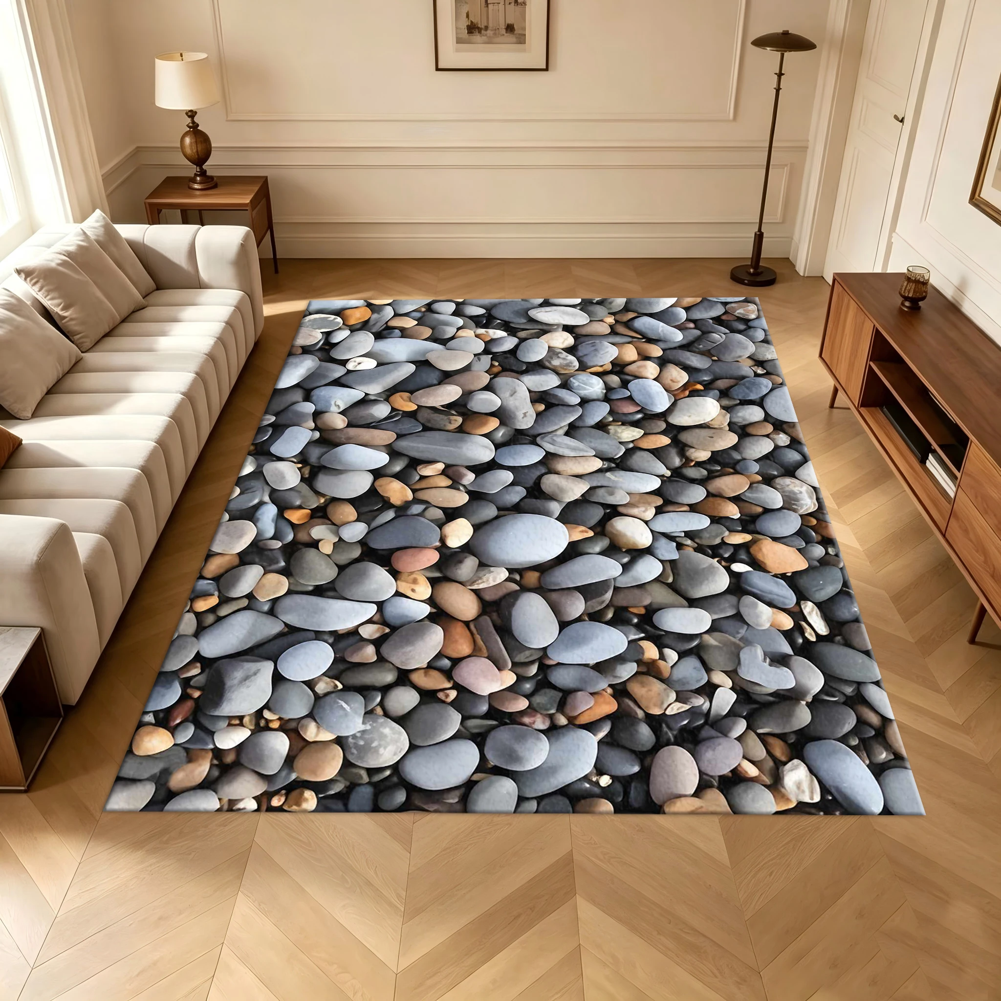Natural Pebble Print Carpet Imitation River Stone Carpet Flooring Indoor Home Floor Decoration