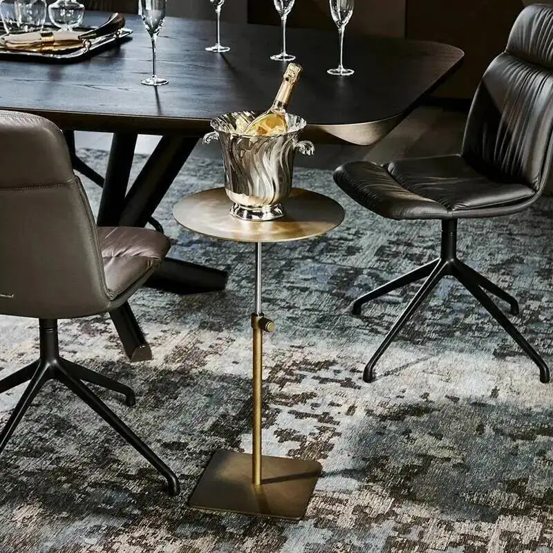 Mesa Auxiliar de Diseño Dorado, Mesa Auxiliar Redonda de Acero Inoxidable Dorado, Mesa de Sofá Elevable de Acero Inoxidable, Mesa Centro, Muebles HY