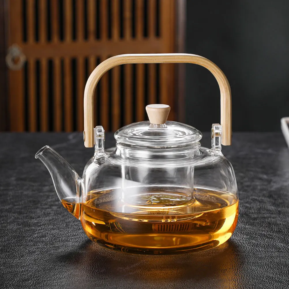 

Borosilicate Glass Teapot 1000ml Clear Kettle for Home Party Dual Purpose Household Infuser Hot Cold Water Safe
