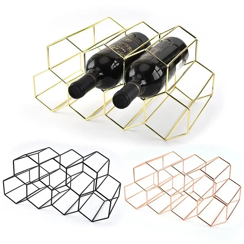 Metal Honeycomb Wine Rack 7-holes Creative Wine Bottle Holder Red Wine Storage Rack Champagne Storage Display Home Decoration
