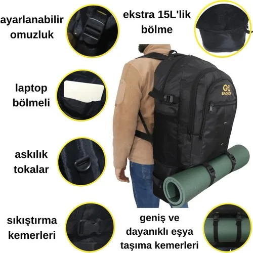 Mochila impermeable de 90 litros con compartimentos múltiples para Camper, mochila de viaje con compartimento para portátil