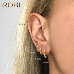 ROXI Mini Round Beads Small Hoop Earrings for Women Men Weddind Earrings Unusual 925 Sterling Silver Fine Jewelry Pendientes