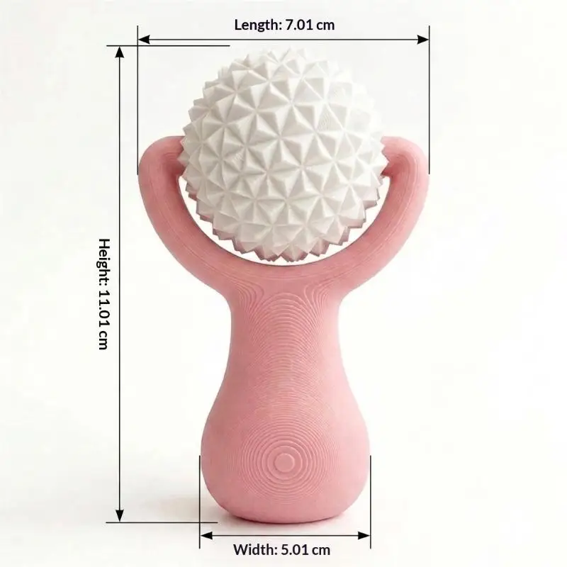3D Printed Plastic Massage Ball With Handle, Yoga Ball Fitness Muscle Relaxation Stick Shoulder Neck Leg Sole Meridian Ball