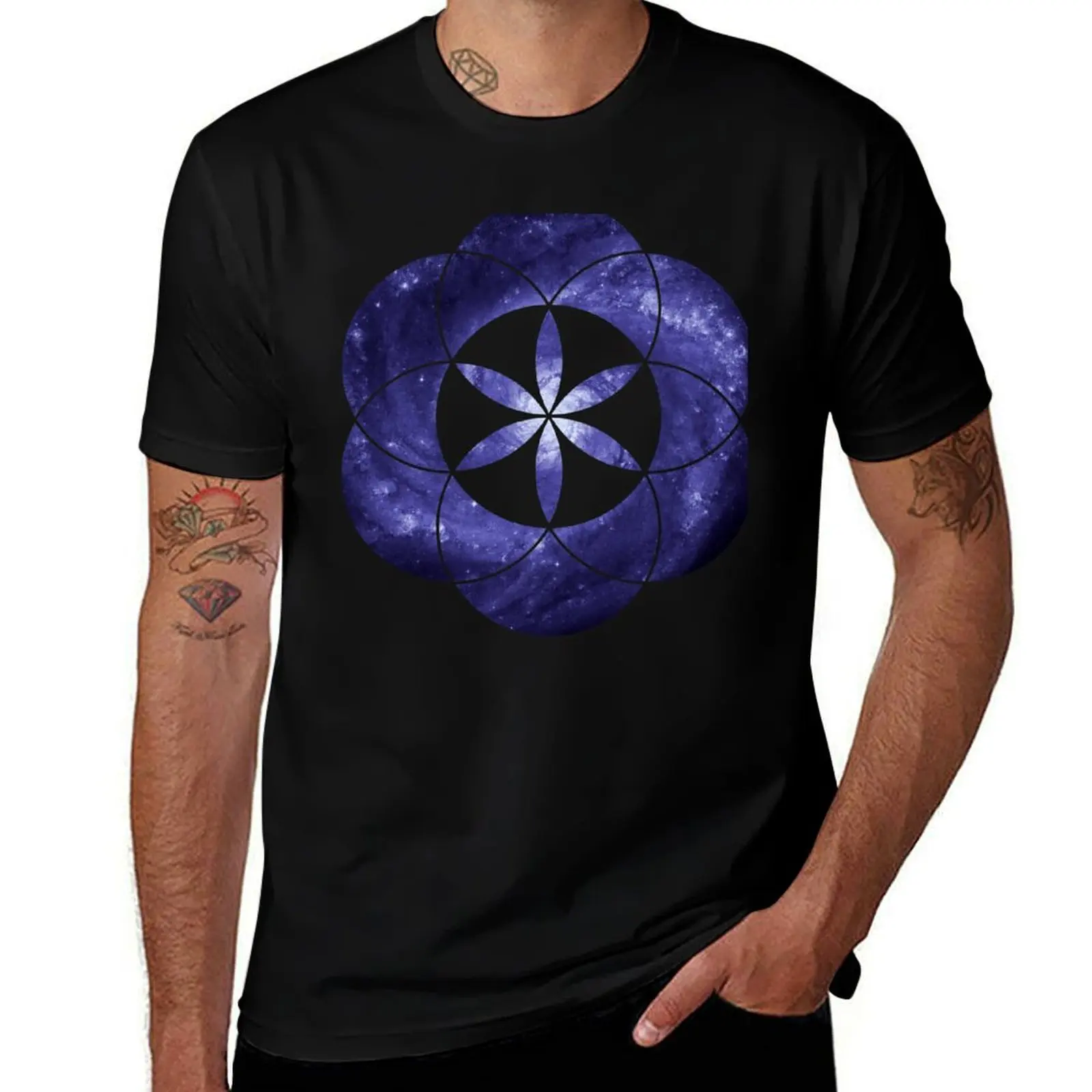 Pinwheel Blue Hue | Sacred Geometry Flower of Life Sticker T-Shirt Summer Festival T-Shirt