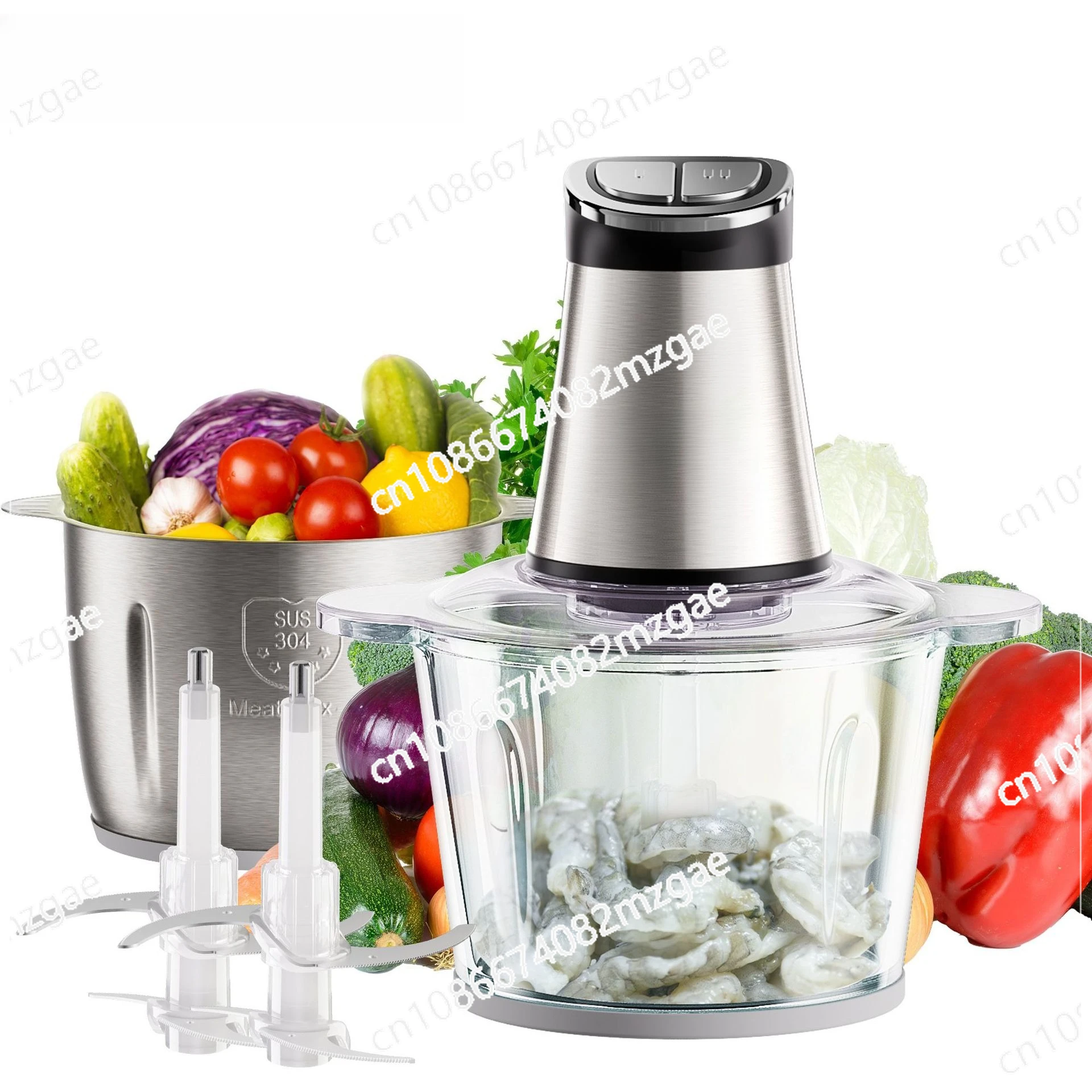 Household 3L Double Bowl Double Knife Two Gears with Digital Display Meat Grinder