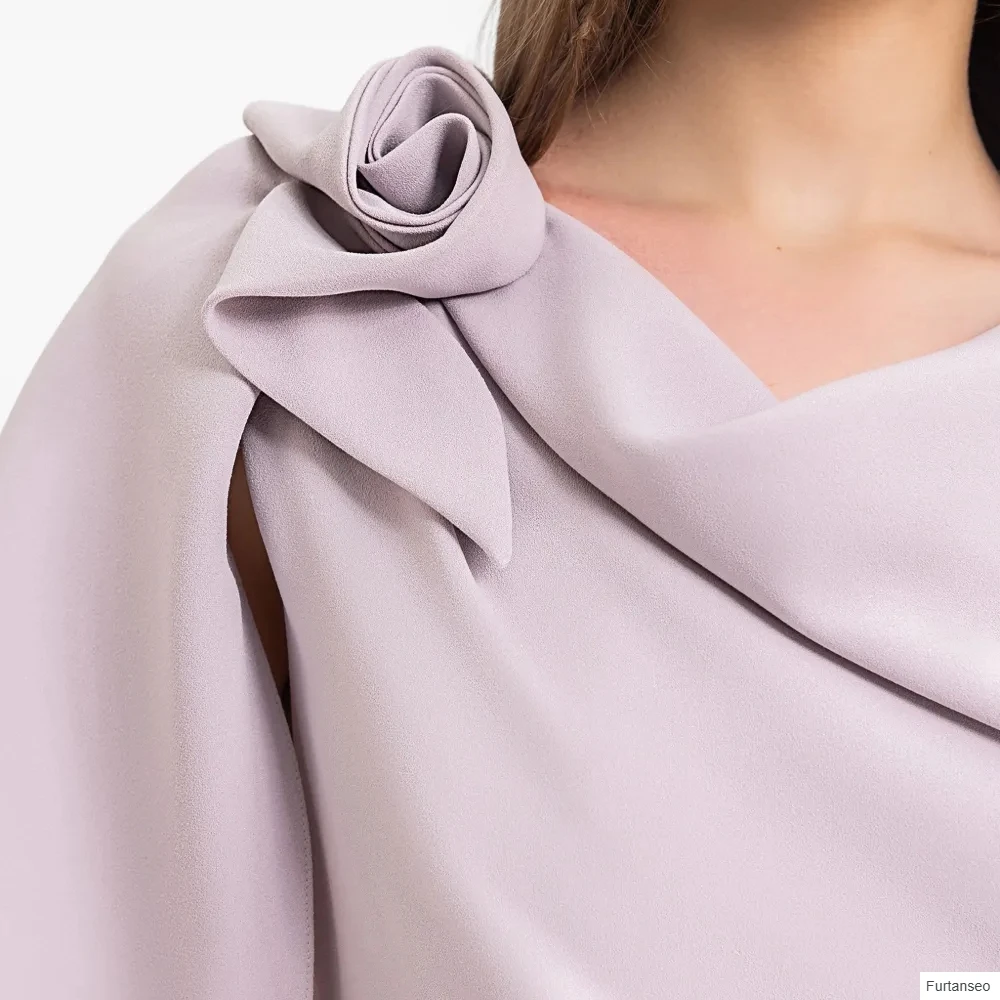 Mermiad Women's Evening Dresses Floor-length V-neck Half Sleeve Prom Gown Fashion Pleat Simple Draped Casual Customized Gowns