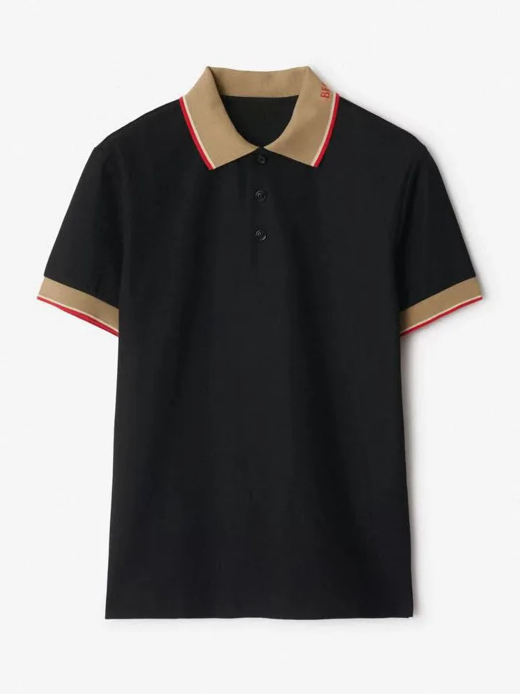 

Summer New Men's High End Pure Cotton Busin Casual Loose ort Sve irt Patchwork Embroidery Turn-down Collar