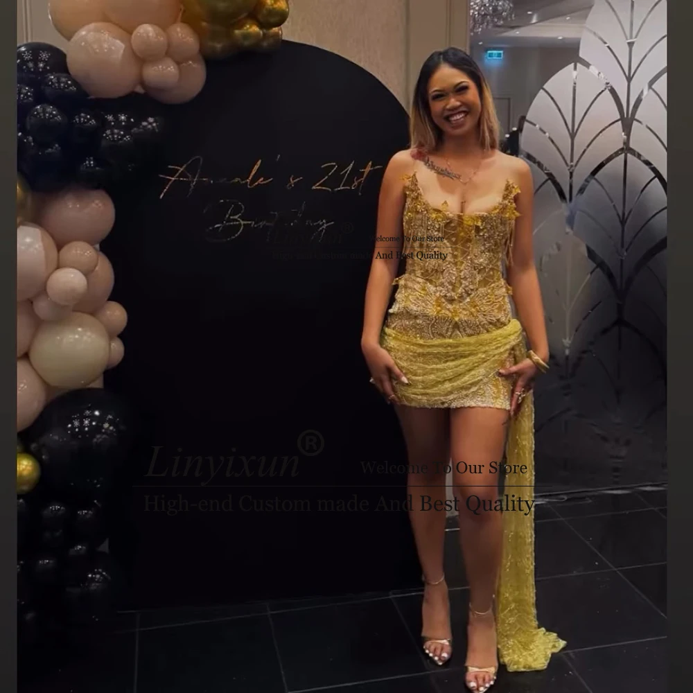 

Sexy Beading Tassel Short Prom Dresses Strapless Sleeveless Cocktail Prom Gowns Customized Mini Dress vestidos largos fiesta