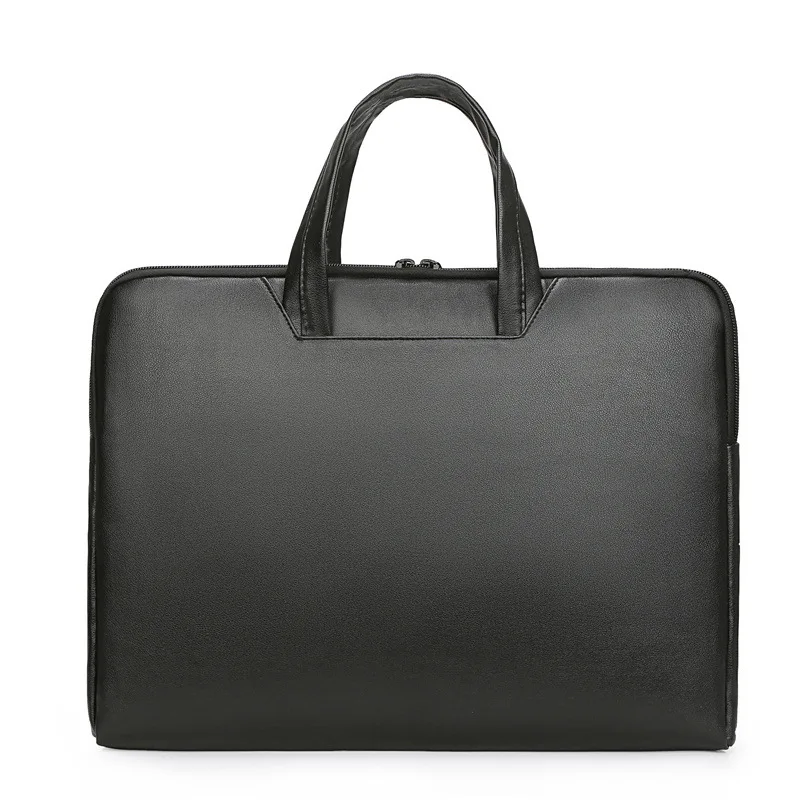15.6 Inche PU Soft Surface Business Casual Men's Laptop Bag File Bag Business Trip Conference Bag Waterproof Portable Briefcase