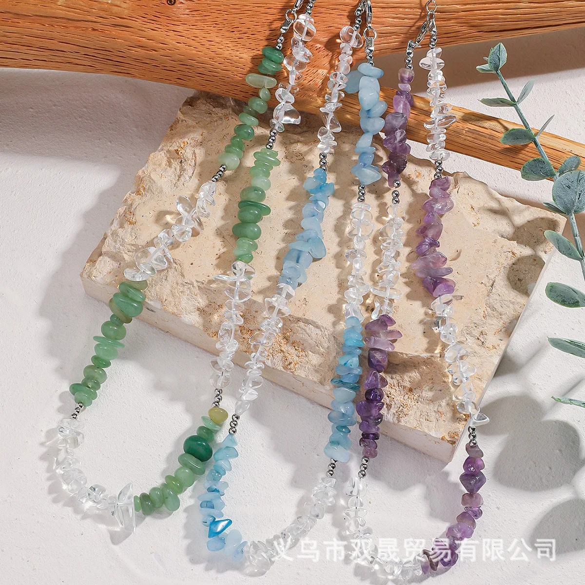 New hot-selling non-specification blue gravel necklace women's natural gravel handmade beaded niche item jewelry