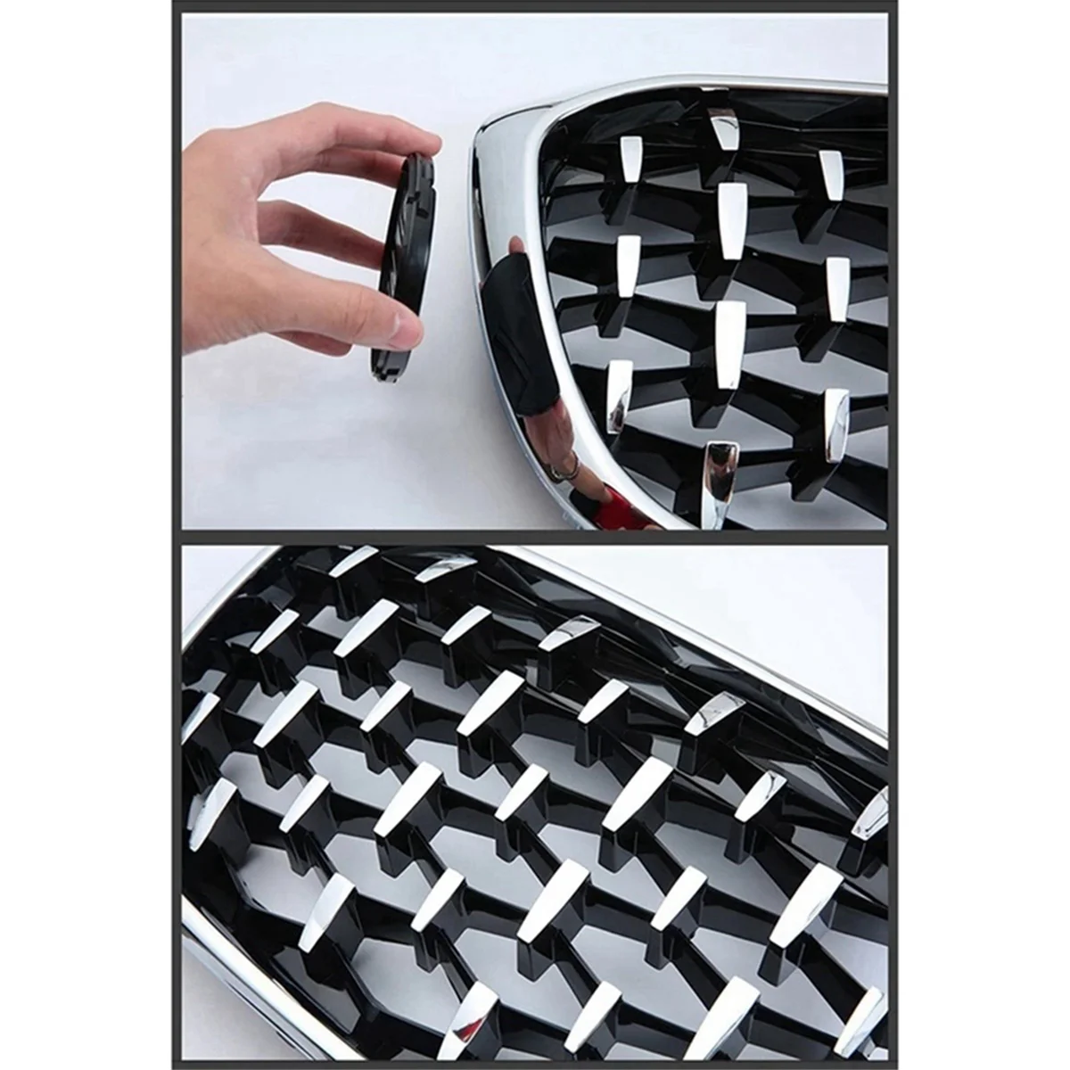 

51117294486 51117294485 Chrome Plated Front Bumper Cooling Grille Meteor Diamond Center Mesh Car for X5 X6 2014-2017