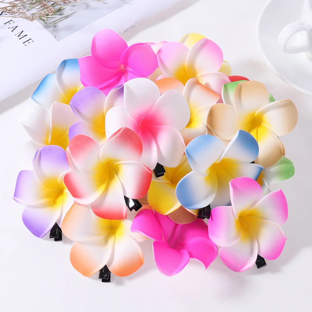 12 Pcs Simulated Plumeria Headdress Hair Clip Flower Accessories Frangipani Headgear