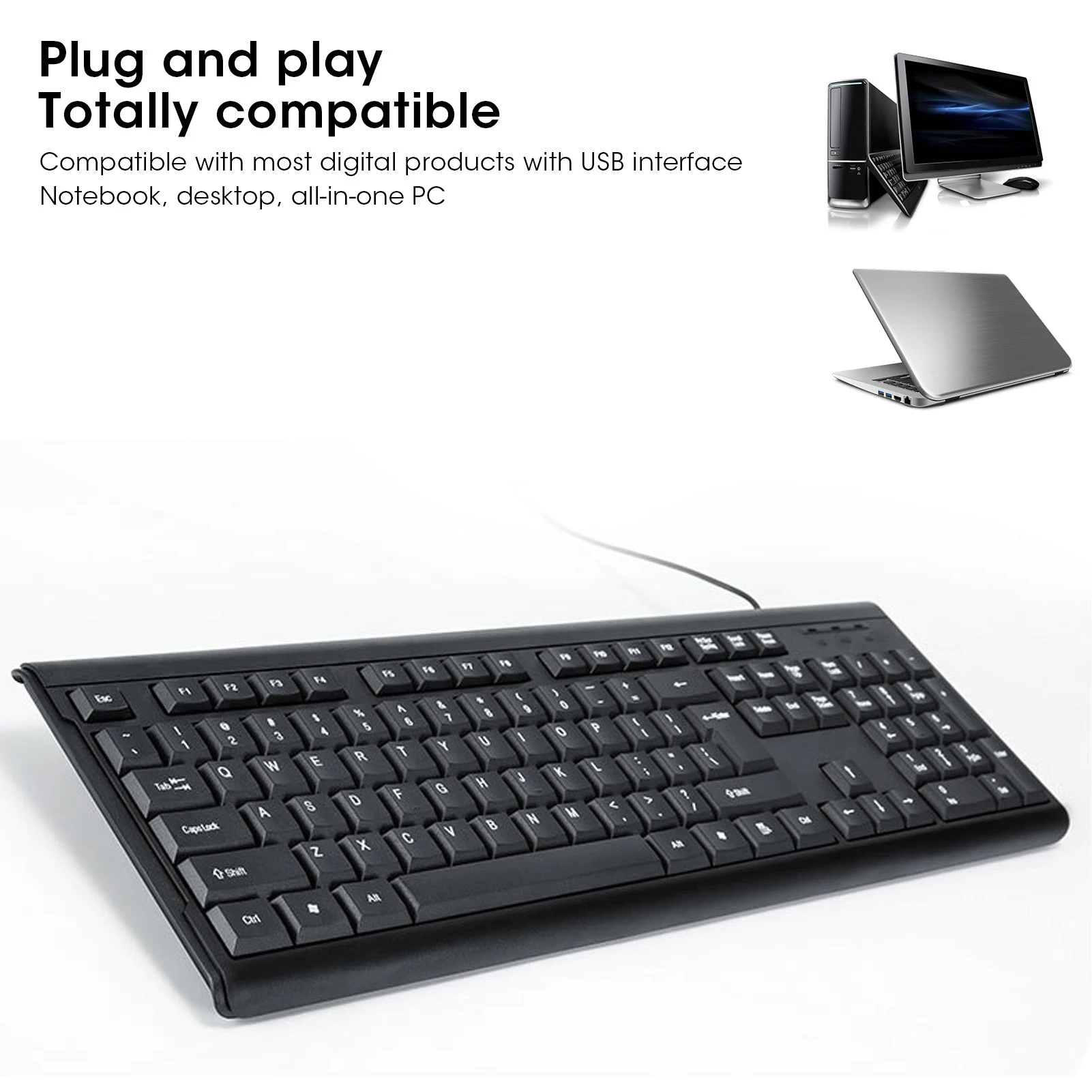 

Computer Accessories USB Wired Keyboard USB Wired Keyboard 104 Keys Silent Business Mute Key Board PC Laptop Computer T15