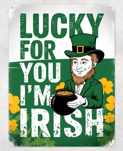 Lucky for you I'm Irish Metal Poster Wall Tin Sign Man Cave Shed Home Plaque --Tin Sign