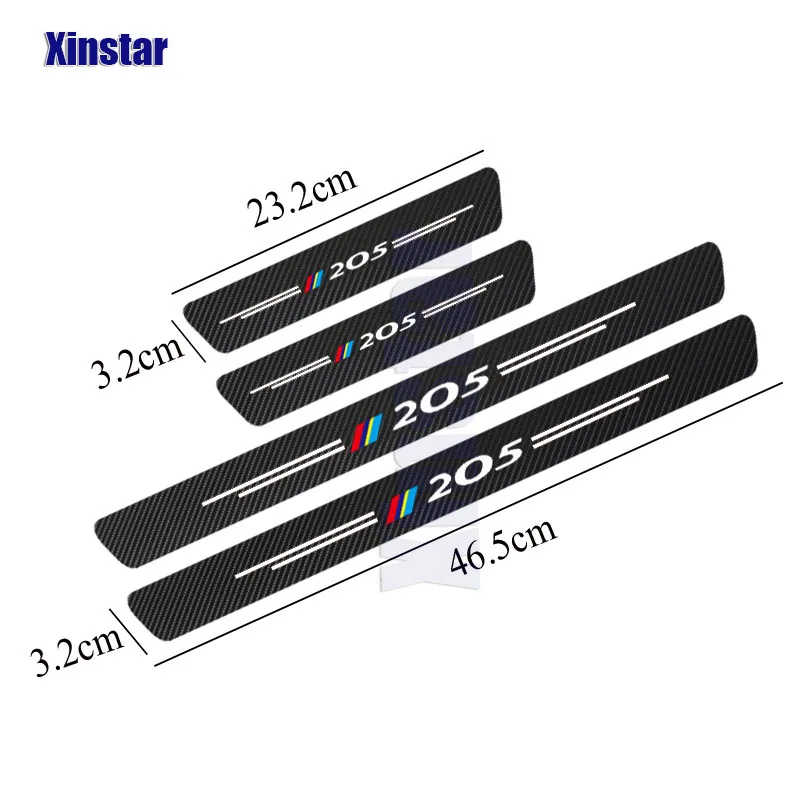 4Pcs Carbon Fiber Car Door Sill Sticker For Peugeot 205 Auto Accessories