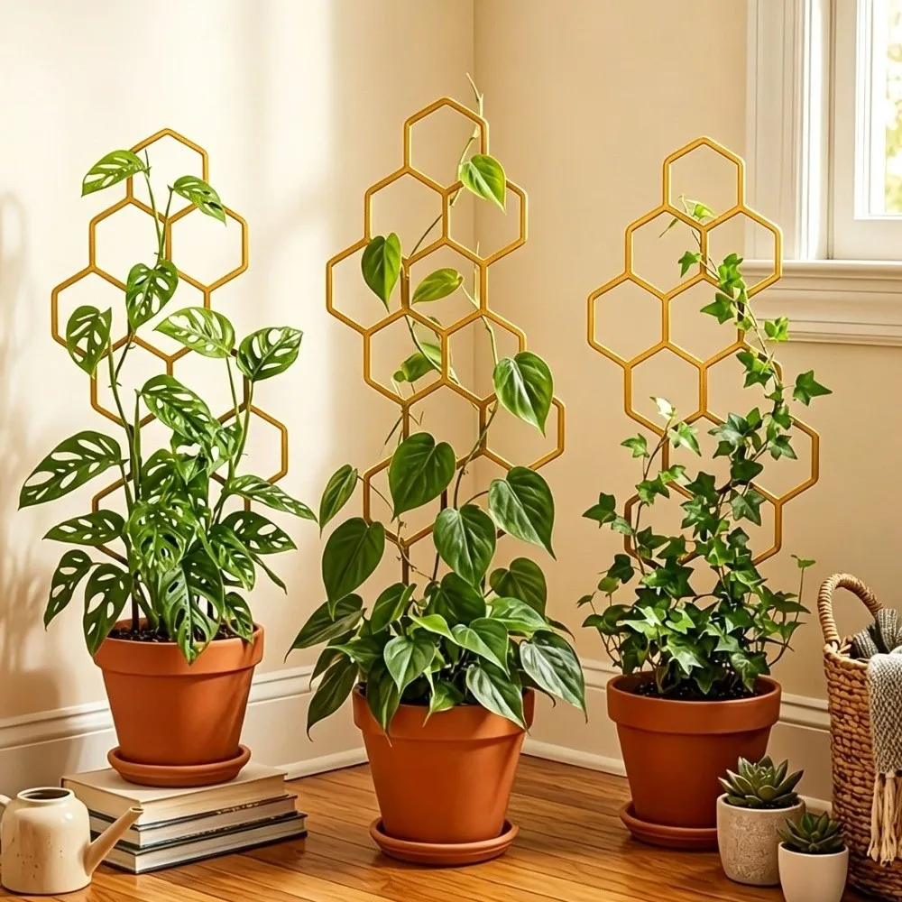 Honeycomb Design Plant Trellis Plastic Rustproof Garden Climbing Frame Support for Potted Vines Flowers Trellis Indoor Outdoor