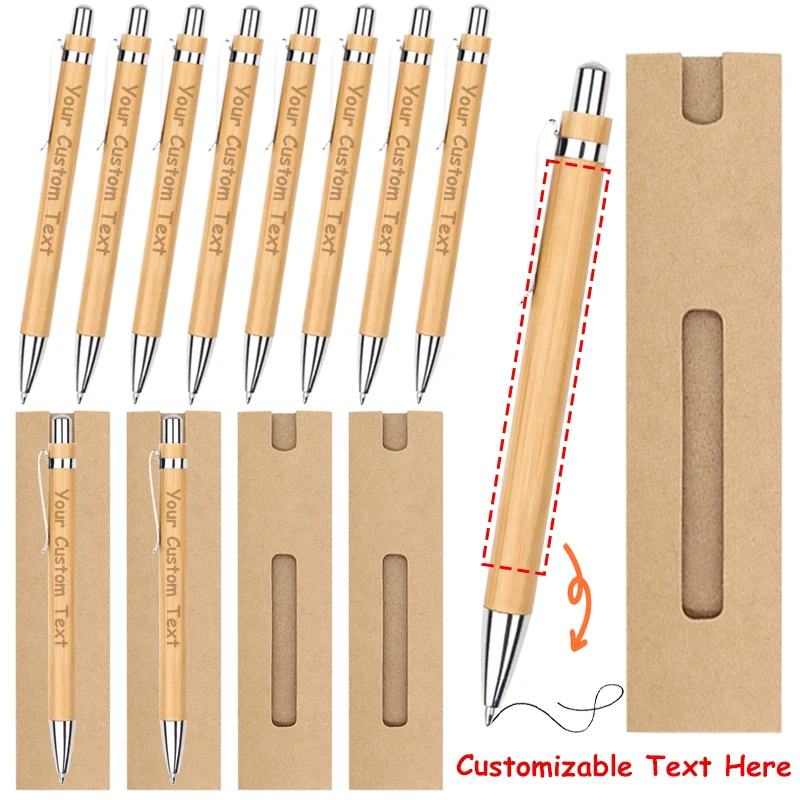 40/80 Sets personalisierte Bambus-Kugelschreiber mit Geschenkbox für Hochzeit, Verlobung, Party, Gastgeschenke, Unternehmen, Geschäftsgeschenke – Detail 6