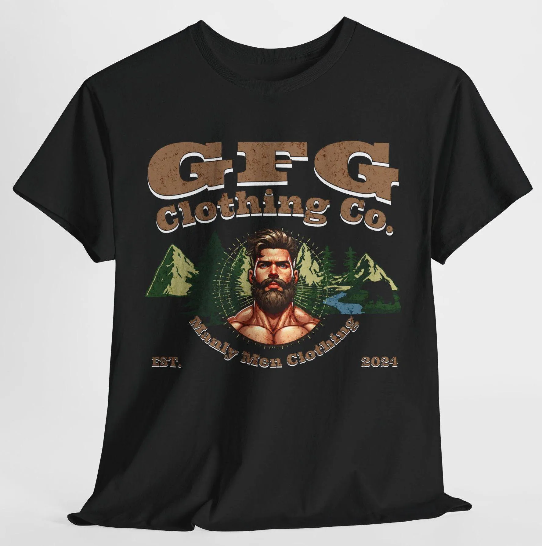 Мужская футболка с логотипом GFG, хлопковый топ с принтом горного медведя и леса, уличный хлопковый топ для любителей природы, приключения в пустыне