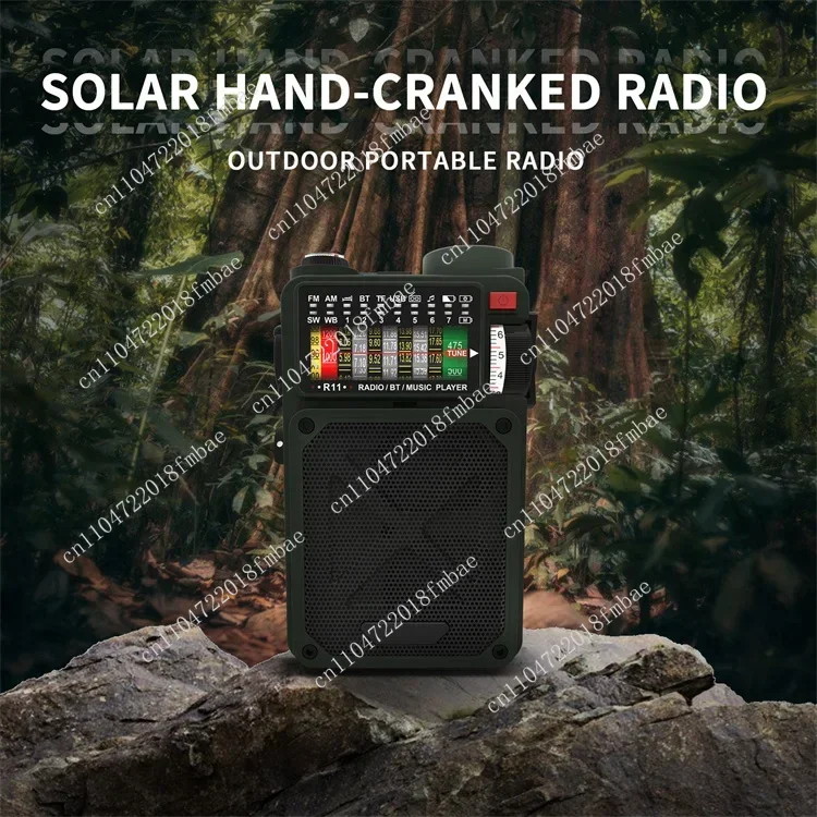 Full-band Radio BT 5.0 Speaker with Flashlight SOS Outdoor Solar Emergency Hand Crank Dynamo Radio USB Portable Vintage AM/FM/SW
