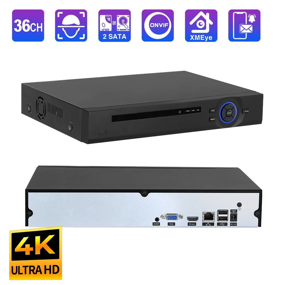 Techage UHD H.265 32CH POE NVR Netwerkrecorder 4K8MP 5MP Camera Gezichtsdetectie CCTV Videobeveiliging Surveillancesysteem P2P Max 28T