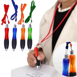 Bolígrafos antipérdida con cordón de cuerda de cuello de seguridad, bolígrafo negro portátil para escribir firmas, suministros escolares de oficina